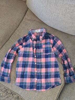 Button-Down Plaid Shirt for Kids - Pink & Navy
